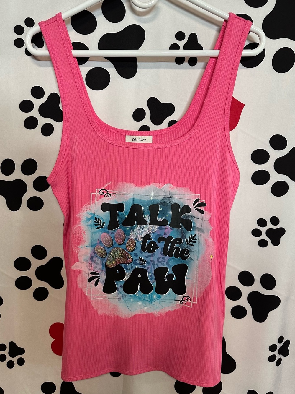 Dog Graphic Ribbed Tank Top - NIP